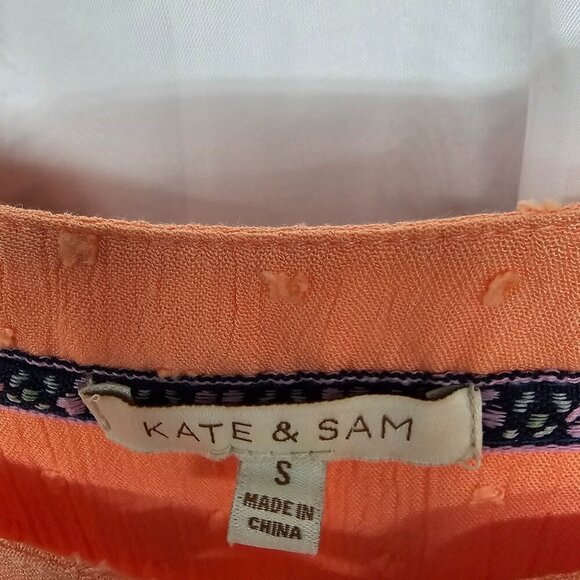 Kate & Sam Orange Peasant Dress Midi Swiss Dot Embroidered Eyelet Boho S - Picture 8 of 11